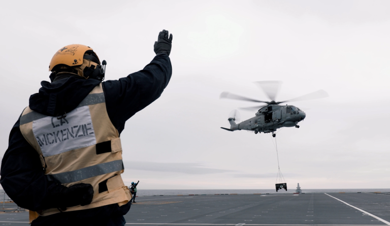 Lockheed Martin Merlin helicopter carrying gear