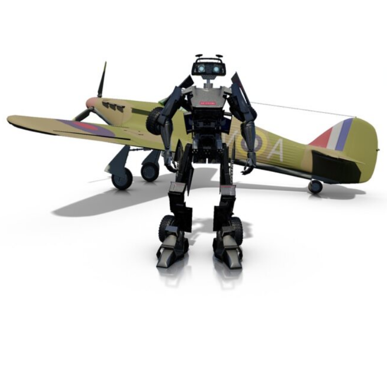 Robot in front of propeller plan