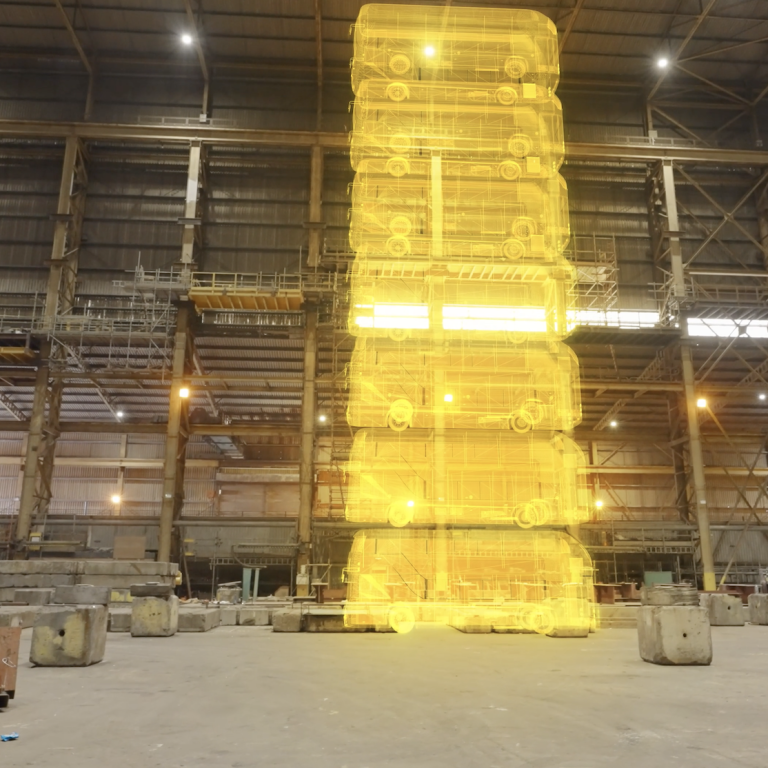 Inside industrial building