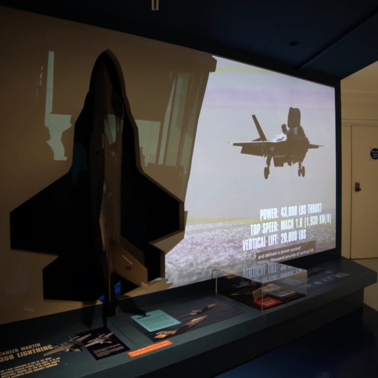 Screen with planes at exhibition